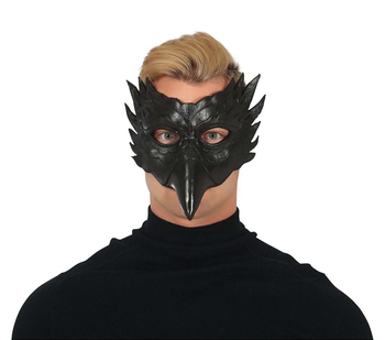 Maska 1/2 twarzy Sowa czarna dziób Halloween