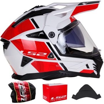 Kask Motocyklowy LS2 MX702 PIONEER II HILL white red ATV QUAD CROSS ENDURO