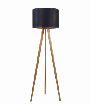 DREWNIANA LAMPA STOJĄCA PODŁOGOWA TRÓJNÓG TRIPOD LED DO SALONU POKOJU DĄB5