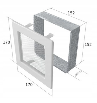 Kratka kominkowa wentylacyjna kremowa 17x17