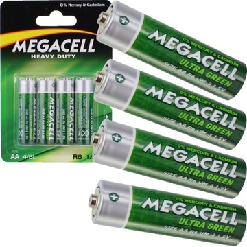 BATERIE AA 4 SZTUKI MEGACELL HEAVY R6 1,5V PALUSZKI GRUBE MOCNA BATERIA