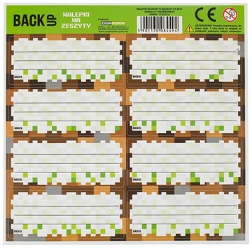 NAKLEJKI NA ZESZYT MINECRAFT BACKUP