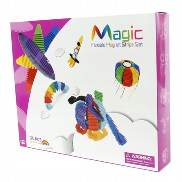ELASTYCZNE KLOCKI MAGNETYCZNE 3D ZESTAW 34el.