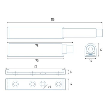 Большая мебельная защелка Push-To-Open с магнитом.