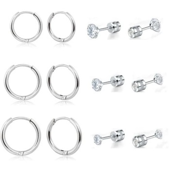 6 Pairs Titanium Tiny Stud Earrings for Women Men, 20G Cubic Zirconia