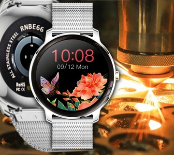 ZEGAREK DAMSKI Smartwatch Rubicon RNBE66 srebrny czarna ramka PONADCZASOWI