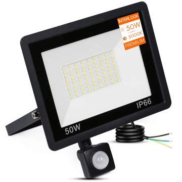 HALOGEN LED 50W LAMPA Z CZUJNIK RUCHU ZMIERZCHU NAŚWIETLACZ ZEWNĘTRZNY IP65