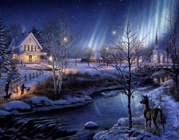 Puzzle 1000 elementów śnieżna noc jigsaw puzzle