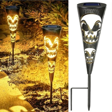 2 x METALOWA LAMPA LAMPKA SOLARNA NA ZEWNĄTRZ w stylu vintage CZASZKI