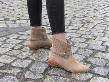 WIOSENNE BOTKI SKÓRA NATURALNA CAPUCINO (355A)38