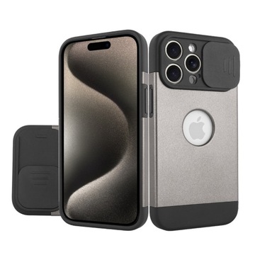 Чехол ERBORD CAM SLIDE ARMOR для iPhone 15 Pro, для MagSafe, Серый Титан