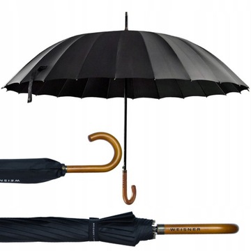 WEISNER ORYGINALNY PARASOL PARASOLKA PRZECIWDESZCZOWA DREWNIANA RĄCZKA