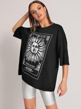 FC25122 *SHEIN T-SHIRT OVERSIZE Z NADRUKIEM XS