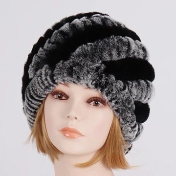 Lady Winter 100% Natural Real Rex Rabbit Fur Hat Women Soft Rex Rabbit Fur