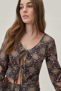 Nasty Gal NE2 vha wiązany top print L