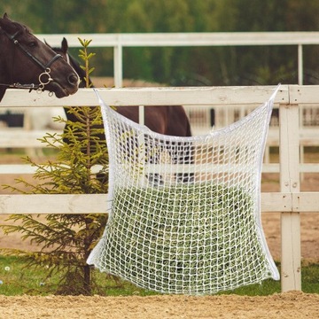 Siatka na siano, powolne karmienie, worek na siano dla koni, przenośny, lekki, łatwy do 60 cm x 90 cm