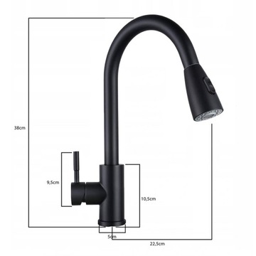 NOAH черный кухонный смеситель с выдвижным изливом