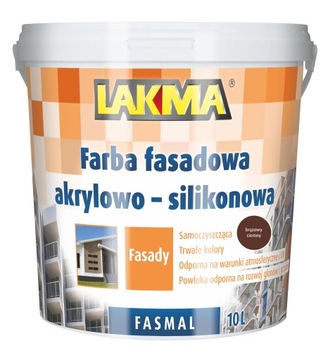 LAKMA FASMAL Farba Elewacyjna Fasadowa Akrylowo - Silikonowa Brązowa 10L