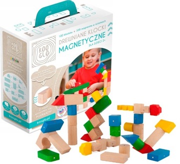KOOGLO DREWNIANE KLOCKI MAGNETYCZNE MEGA COLOR 100