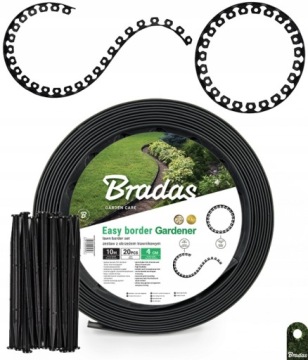 GARDEN BARRIER Black 4cm 10m + 20 FLEXIBLE ANCHORS OBEB4010SET