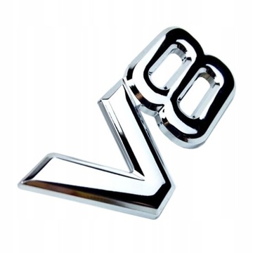 EMBLEMAT znaczek NAPIS chrom metal V8 srebrny