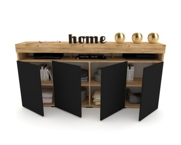 Комод Тумба под ТВ LUNA 4D 180 LED CRAFT MAT BLACK