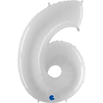 Balon Cyfra 6 - 102 cm Biała