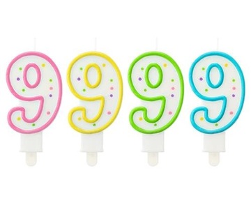 Номера свечей с точками 9 для торта на день рождения