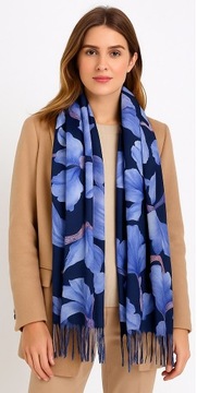 PIĘKNY CIEPŁY DUŻY SZAL damski JESIENNE KWIATY szalik chusta modny - KOLORY