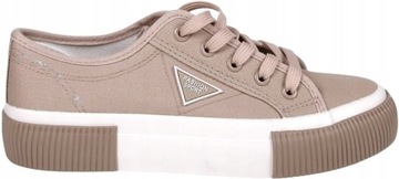 SNEAKERSY DAMSKIE BEŻOWE TRAMPKI MODNE BUTY NA GRUBEJ PODESZWIE SZNUROWANE