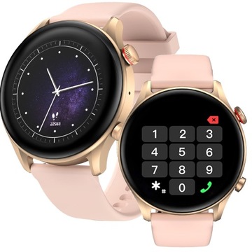 Smartwatch damski zegarek Bluetooth możliwość dzwonienia rozmów koronka róż