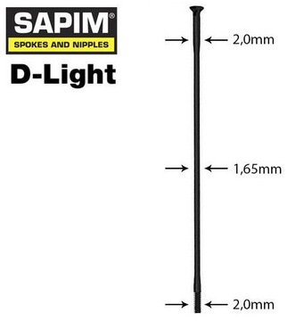 Sapim D-Light 2,0-1,65 szprychy straight pull 300