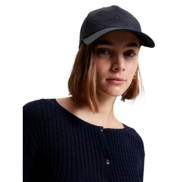 TOMMY HILFIGER CZAPKA Z DASZKIEM MONOGRAM DEBOSSED CAP GRANATOWA