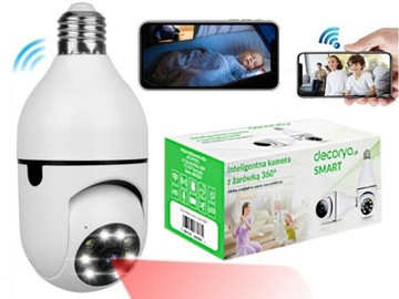 Kamera Obrotowa 360 Wewnętrzna Niania Ukryta w Żarówce WiFi FULL HD