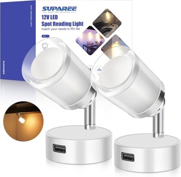 Suparee lampka lampa 2 sztuki 12 V oświetlenie kampera łodzi z USB