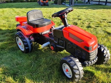 TRAKTOR DLA DZIECI NA PEDAŁY Z PRZYCZEPĄ CZERWONY DUŻY 143 CM KLAKSON