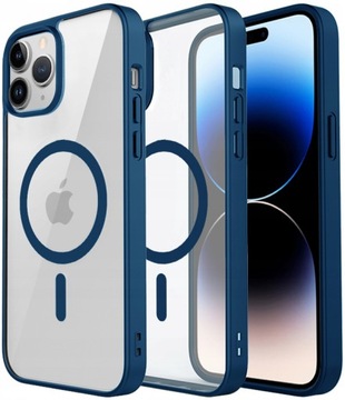 ETUI DO IPHONE 14 PRO PRZEŹROCZYSTE MAGNETYCZNE DO MAGSAFE | BLUE