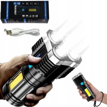 TAKTYCZNA LATARKA WOJSKOWA WIELOFUNKCYJNA AKUMULATOROWA USB 5 LED