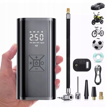 АВТОМОБИЛЬНЫЙ КОМПРЕССОР POWERBANK НАСОС 6000МАЧ СВЕТОДИОД 12В