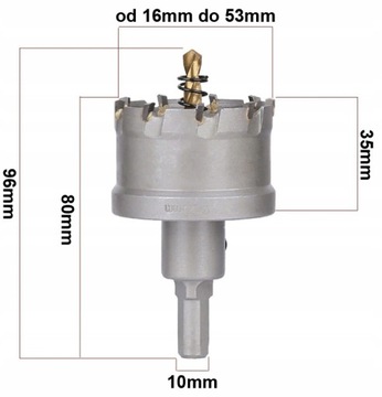 Otwornice Widiowe Wiertła Koronki Do Metalu 10 szt FT165310T
