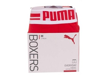 PUMA BOKSERKI MĘSKIE 2 PARY FASHION BOXER RED/BLACK r.L