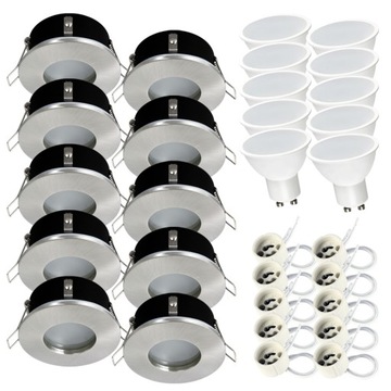 10 x Oprawa wpuszczana halogen IP44 + LED GU10 7W