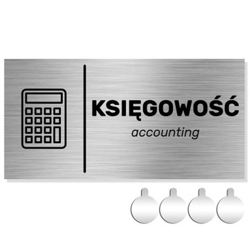 NIERDZEWNA Tabliczka na drzwi/ścianę KSIĘGOWOŚĆ 10x20 Aluminium + ENGLISH