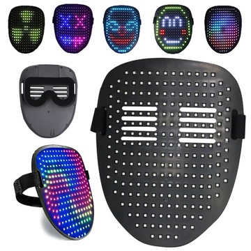 MASKA INTELIGENTNY NA TWARZ LED STEROWANA GESTAMI NA HALLOWEEN