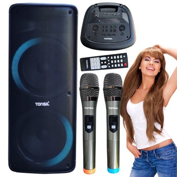 GŁOŚNIK IMPREZOWY TONSIL PARTY DANCE 1200 BLUETOOTH + 2 MIKROFONY PILOT XL