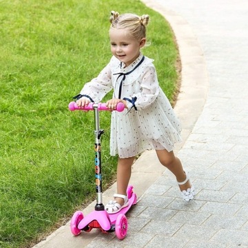 СКЛАДНОЙ ТРЕХКОЛЕСНЫЙ БАЛАНСОВЫЙ САМОКАТ ДЛЯ ДЕТЕЙ, СВЕТОДИОД РОЗОВЫЙ