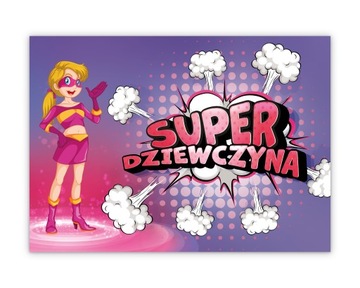 KARTKA OKOLICZNOŚCIOWA NA DZIEŃ KOBIET 8 MARCA - SUPER DZIEWCZYNA - LAURKA