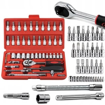 Zestaw Kluczy Nasadowych 1/4 klucze nasadowe grzechotka TORX BITY INBUS 46*