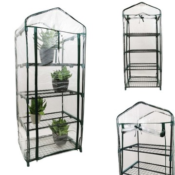 MINI SZKLARNIA BALKONOWA ZIELNIK ROZSADNIK DO WYSIEWU 160x68x51 4 PÓŁKI