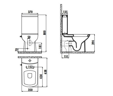 Компактный унитаз LARA с биде и белым краном CREAVIT